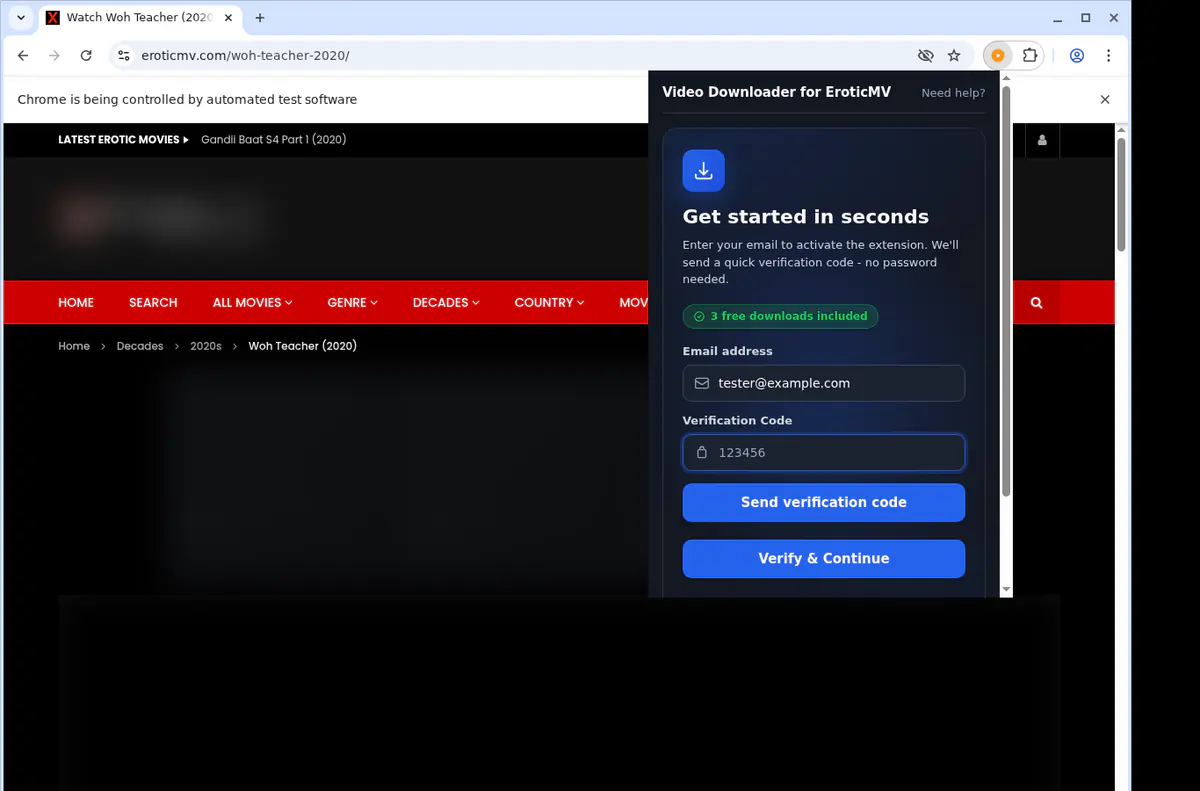 Eroticmv Video Downloader browser extension screenshot 4