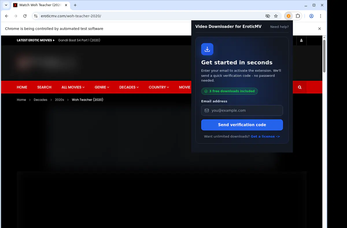 Eroticmv Video Downloader browser extension screenshot 5